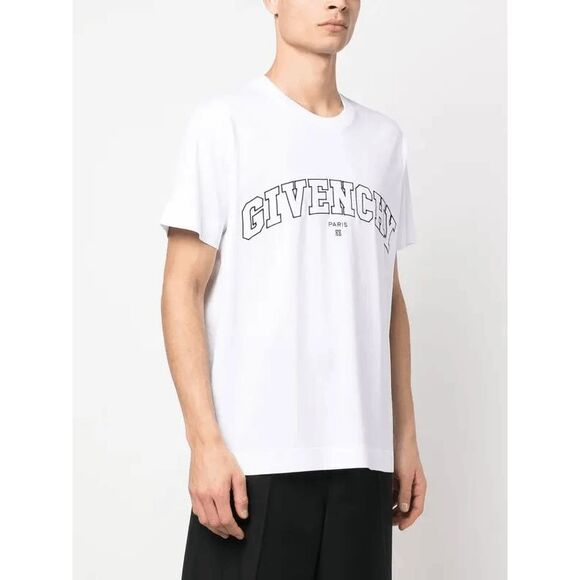 Givenchy Crew Neck Short Sleeve Cotton Embroidered Logo T-shirt Medium $470 - Picture 2 of 12